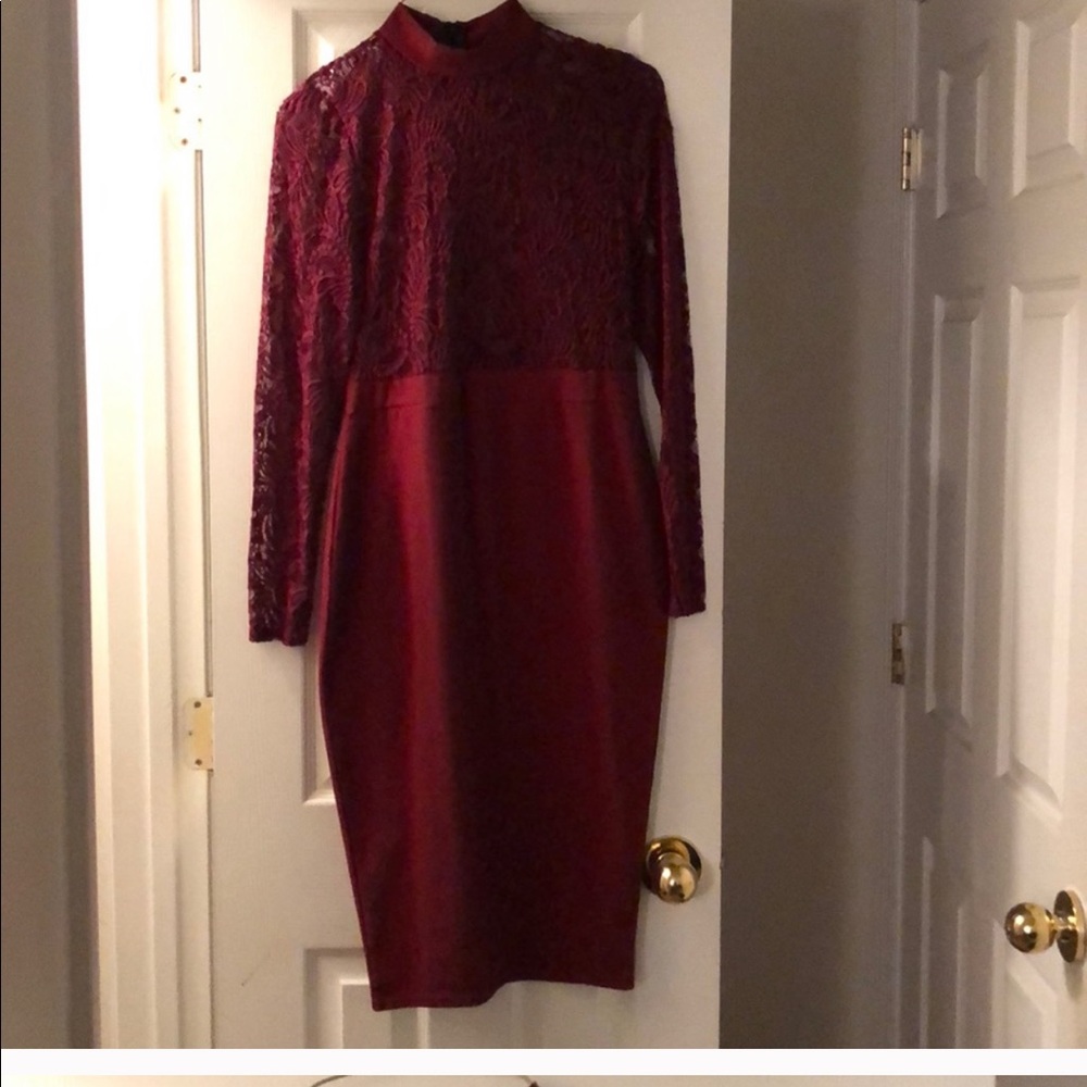 Burgundy wine color  bodycon size 10 dress
